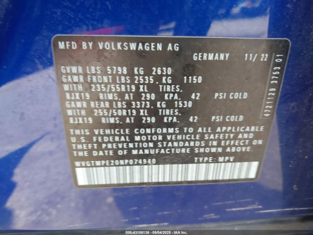 2022 VOLKSWAGEN ID.4 WVGTMPE20NP074940 Photo 8