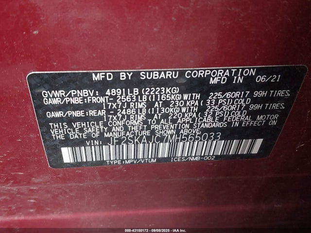 JF2SKAJC7MH565033 Subaru na u5