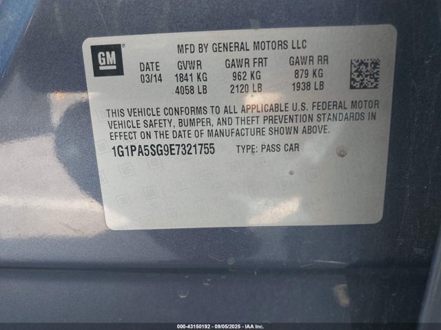 1G1PA5SG9E7321755 Chevrolet lwe