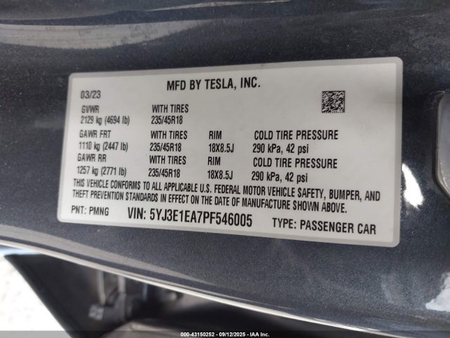 2023 TESLA MODEL 3 5YJ3E1EA7PF546005 Photo 8