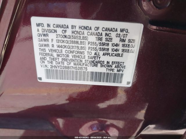 2007 ACURA MDX 2HNYD28817H531575 Photo 8