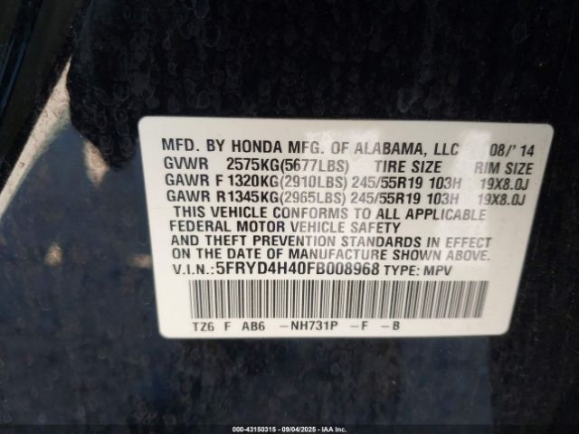 2015 ACURA MDX 5FRYD4H40FB008968 Photo 8