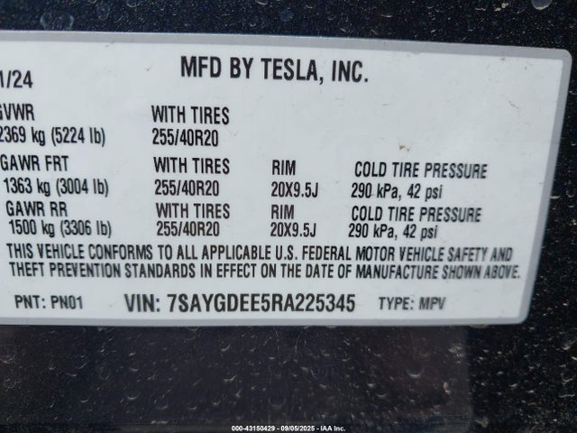 2024 TESLA MODEL Y 7SAYGDEE5RA225345 Photo 8