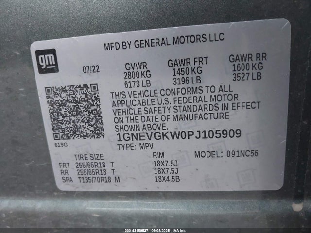 1GNEVGKW0PJ105909 Chevrolet lfy