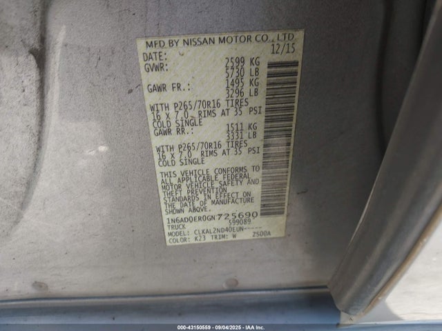 1N6AD0ER0GN725690 Nissan Frontier