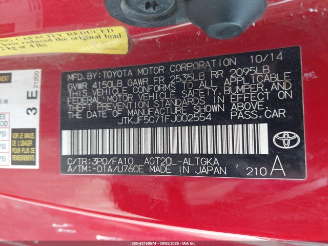 Scion 2ar-fe 2015 JTKJF5C71FJ002554 Image 9
