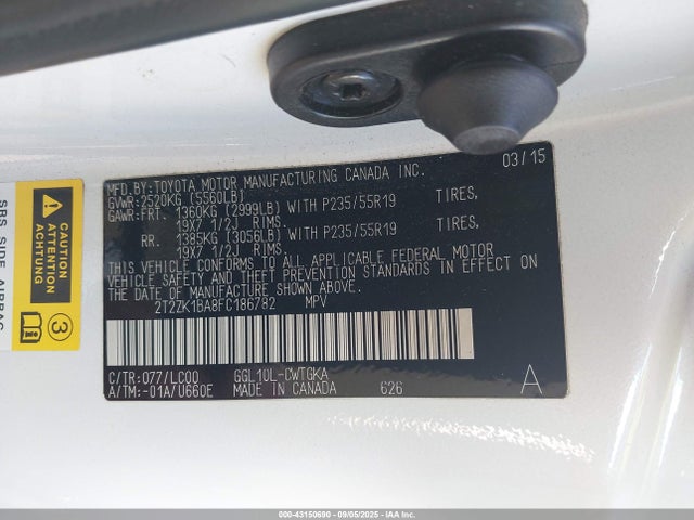 Lexus 2gr-fe 2015 2T2ZK1BA8FC186782 Image 9