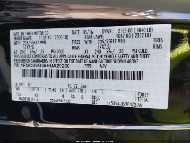 2017 FORD ESCAPE 1FMCU9G95HUA29200 Photo 8