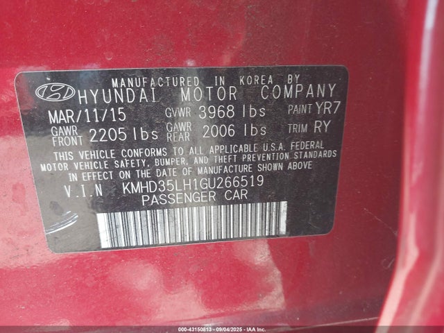 KMHD35LH1GU266519 Hyundai dohc gdi nu