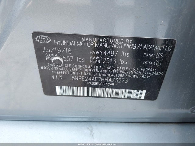 5NPE24AF7HH473273 Hyundai Sonata
