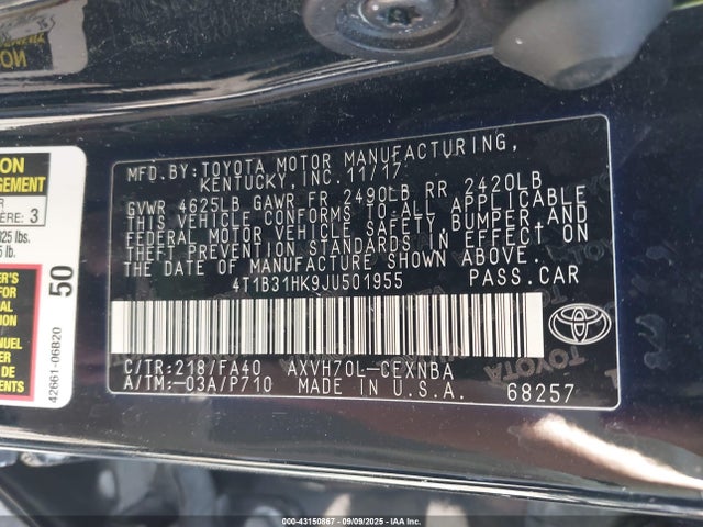 4T1B31HK9JU501955 Toyota a25a-fxs port+direct