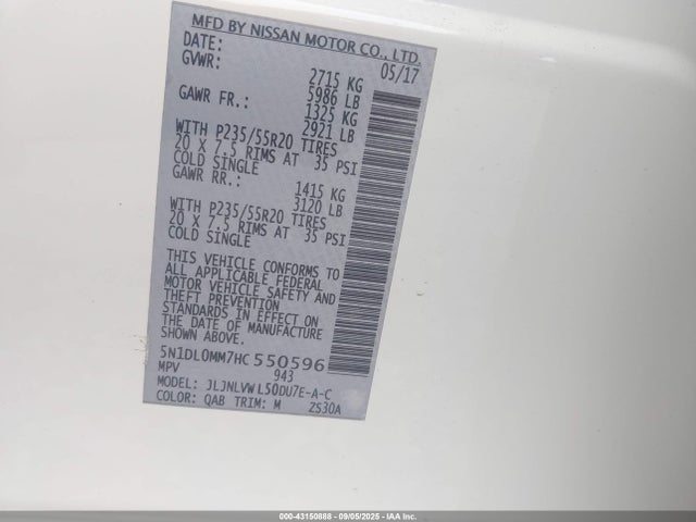 5N1DL0MM7HC550596 Infiniti QX60