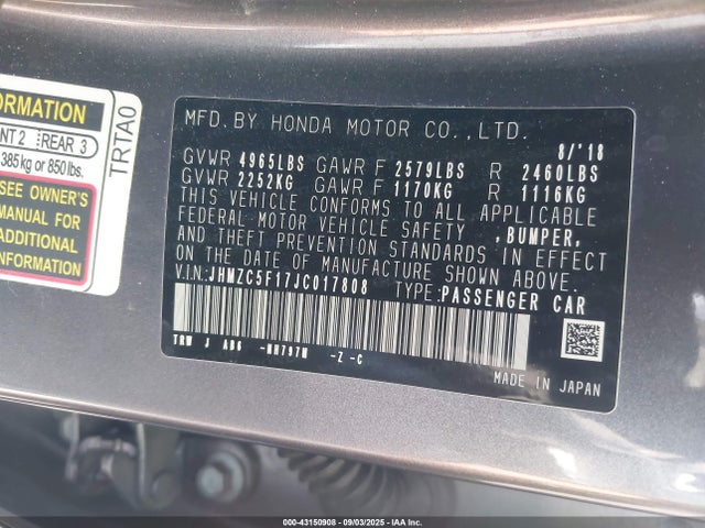 JHMZC5F17JC017808 Honda leb3(h4)