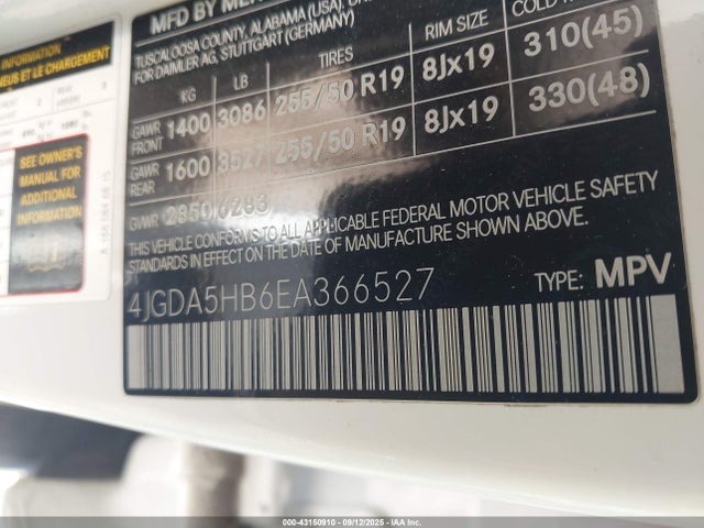 Mercedes-Benz Ml-Class 2014 4JGDA5HB6EA366527 Image 9