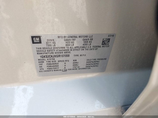 1GKS2CKJXGR107058 GMC l86 - sidi, vvt, afm, e85 max, alum