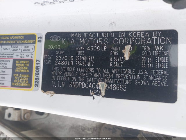 KIA dohc gdi theta ii 2014 KNDPBCAC4E7548665 Image 9