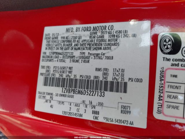 2013 FORD MUSTANG 1ZVBP8EM6D5227133 Photo 8