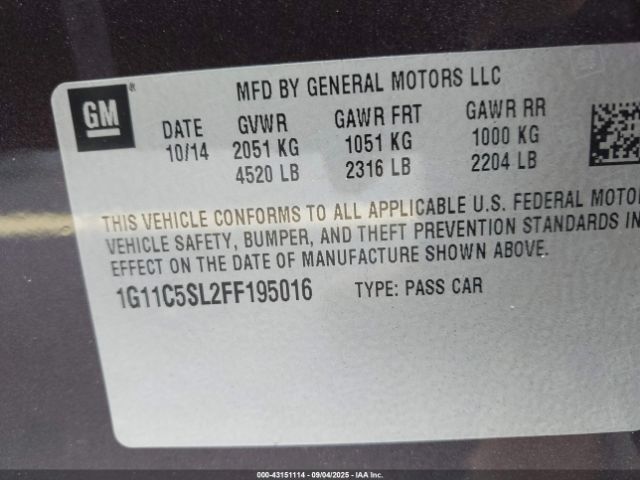 2015 CHEVROLET MALIBU 1G11C5SL2FF195016 Photo 8