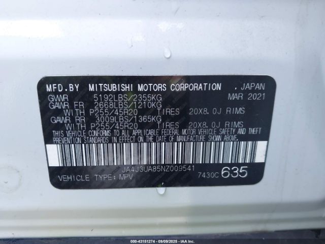 2022 MITSUBISHI OUTLANDER JA4J3UA85NZ009541 Photo 8