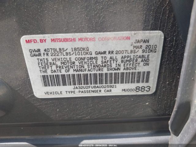 2010 MITSUBISHI LANCER JA32U2FU8AU025921 Photo 8