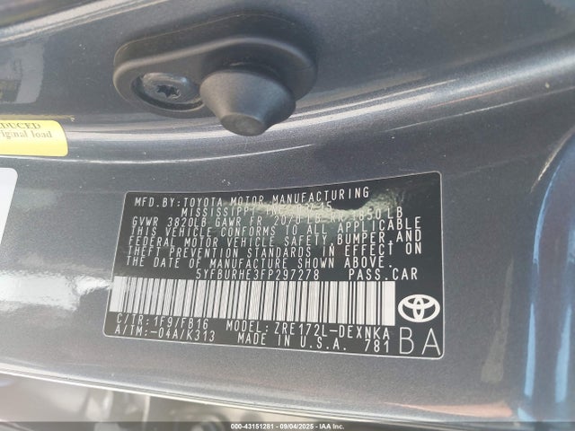 5YFBURHE3FP297278 Toyota 2zr-fe