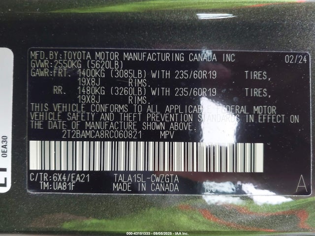 Lexus t24a-fts 2024 2T2BAMCA8RC060821 Image 9