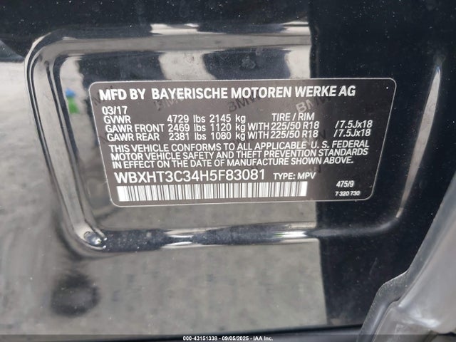 WBXHT3C34H5F83081 BMW X1