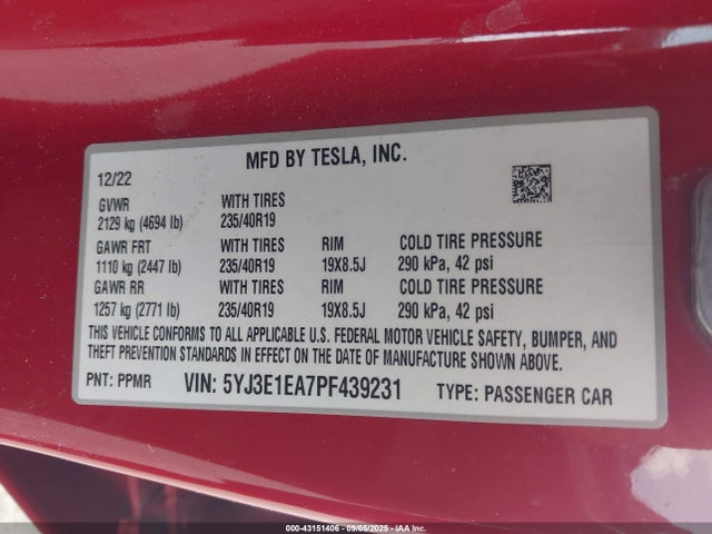 2023 TESLA MODEL 3 5YJ3E1EA7PF439231 Photo 8