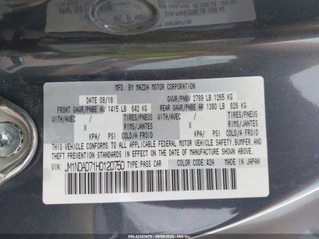 2017 MAZDA MX-5 MIATA JM1NDAD71H0120750 Photo 8