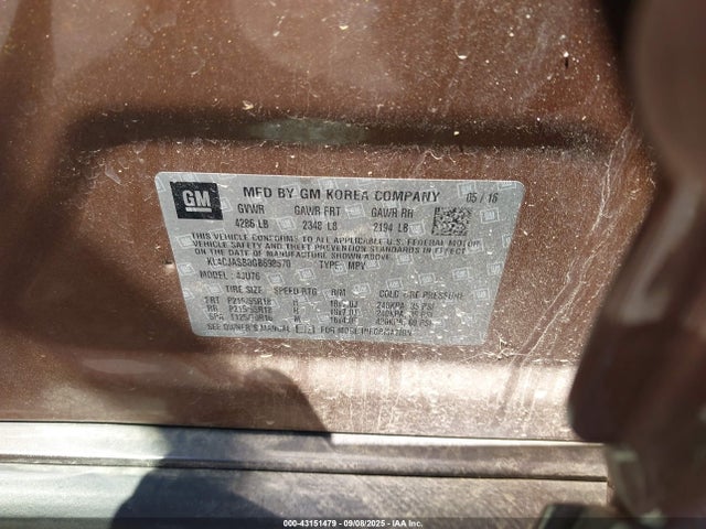 2016 Buick Encore მანქანა იყიდება აუქციონზე, vin: KL4CJASB0GB698570, აუქციონის ნომერი: 43151479