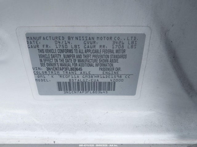 Nissan 2015 2015 3N1CN7AP3FL803645 Image 9