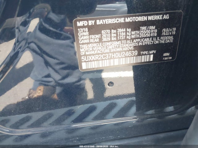 Продаж на аукціоні авто 2017 Bmw X5 Sdrive35i, vin: 5UXKR2C37H0U24639, номер лоту: 43151549