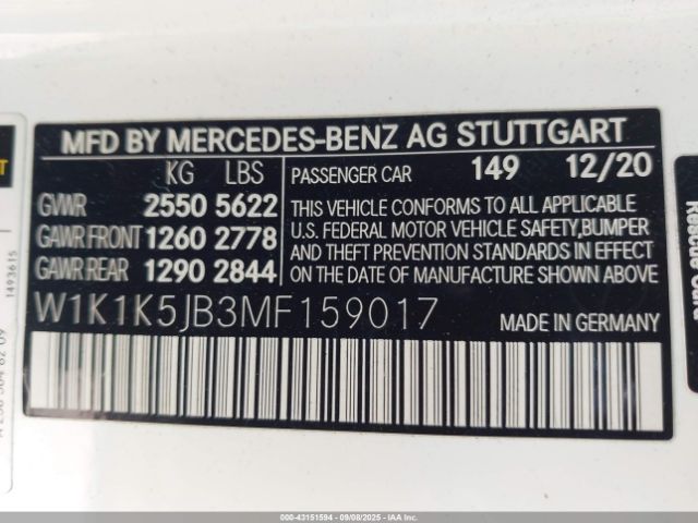 2021 MERCEDES-BENZ E 450 W1K1K5JB3MF159017 Photo 8