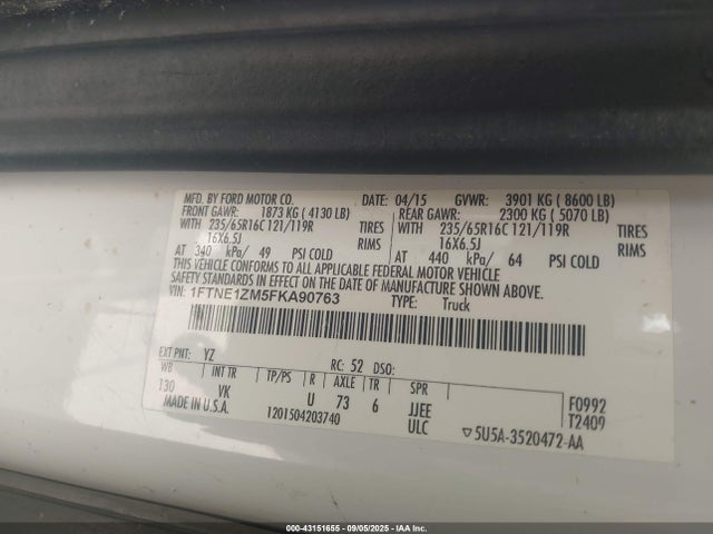 1FTNE1ZM5FKA90763 Ford 2015