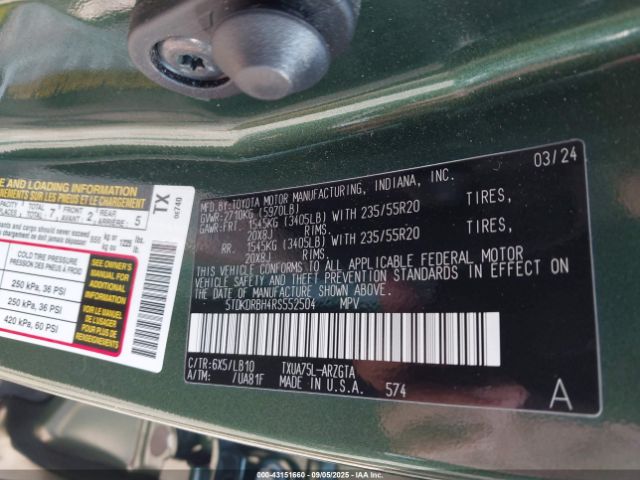 2024 TOYOTA HIGHLANDER 5TDKDRBH4RS552504 Photo 8