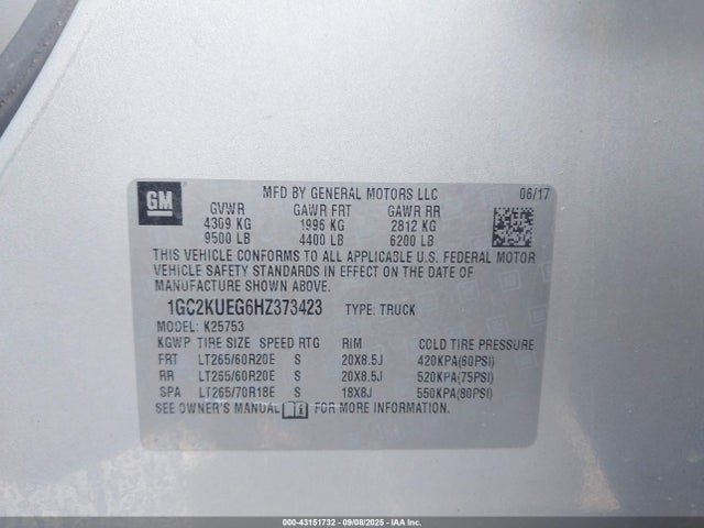 1GC2KUEG6HZ373423 Chevrolet l96 - e85 max, iron