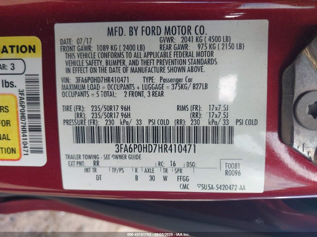 3FA6P0HD7HR410471 Ford 2017