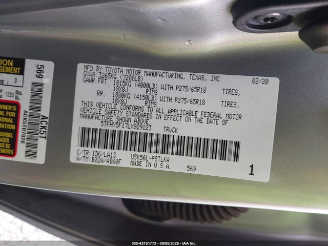 5TFHY5F17LX929123 Toyota 3ur-fe