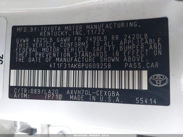 Toyota a25a-fxs, 3nm 2023 4T1F31AK6PU609258 Image 9