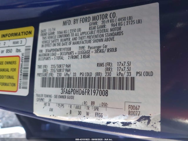 Ford 2015 2015 3FA6P0HD6FR197008 Image 9