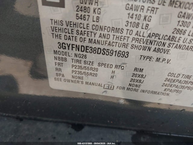 2013 CADILLAC SRX 3GYFNDE38DS591693 Photo 8