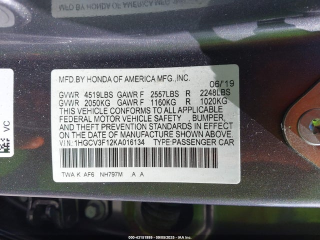 1HGCV3F12KA016134 Honda lfb2