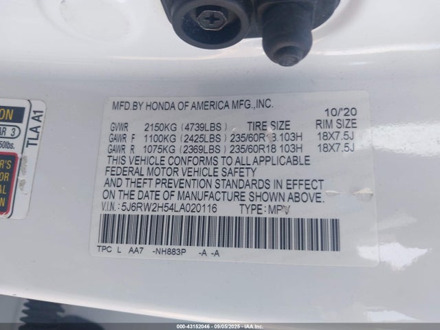 5J6RW2H54LA020116 Honda l15be