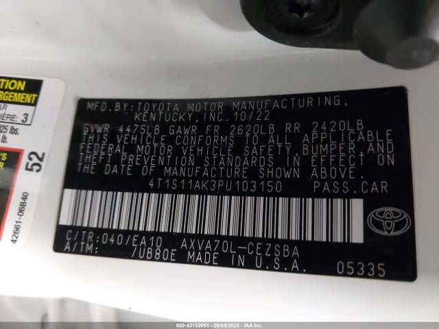 4T1S11AK3PU103150 Toyota a25a-fks