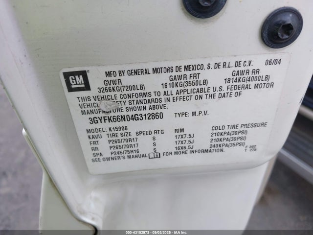 2004 CADILLAC ESCALADE ESV 3GYFK66N04G312860 Photo 8