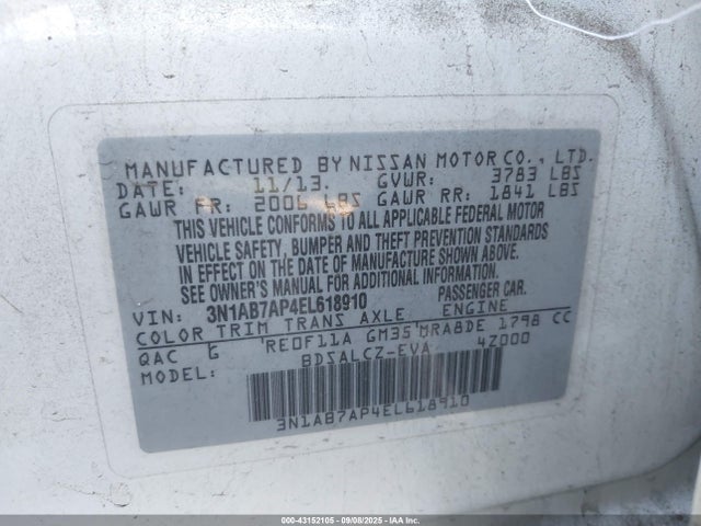 3N1AB7AP4EL618910 Nissan Sentra