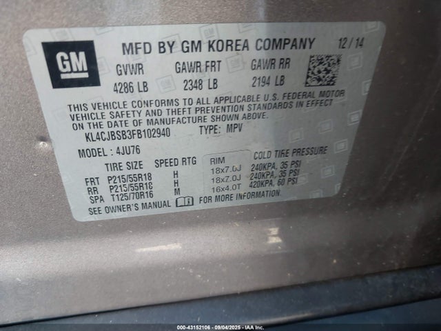 Buick luv 2015 KL4CJBSB3FB102940 Image 9
