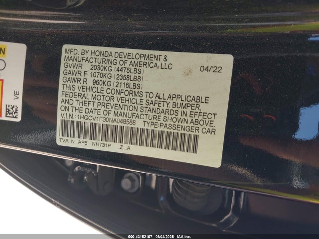 1HGCV1F30NA048588 Honda l15be