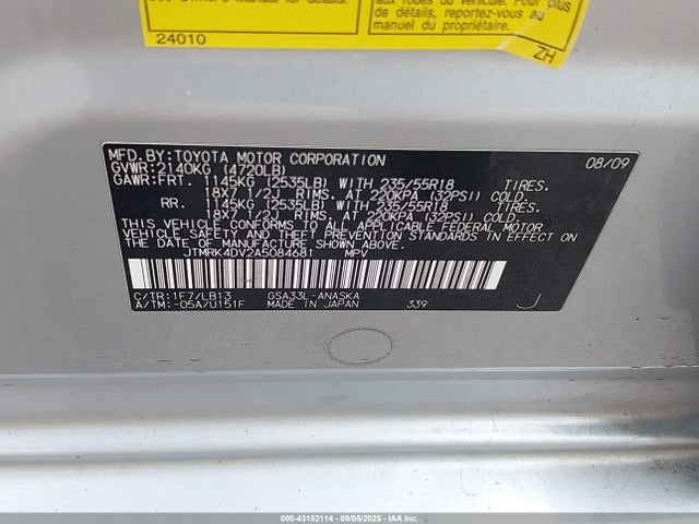 Продажа на аукционе авто 2010 Toyota Rav4 Sport V6, vin: JTMRK4DV2A5084681, номер лота: 43152114