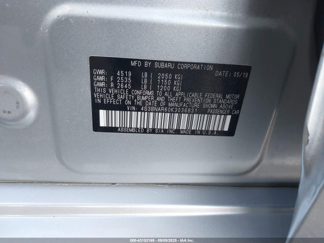 4S3BNAR60K3036831 Subaru u5
